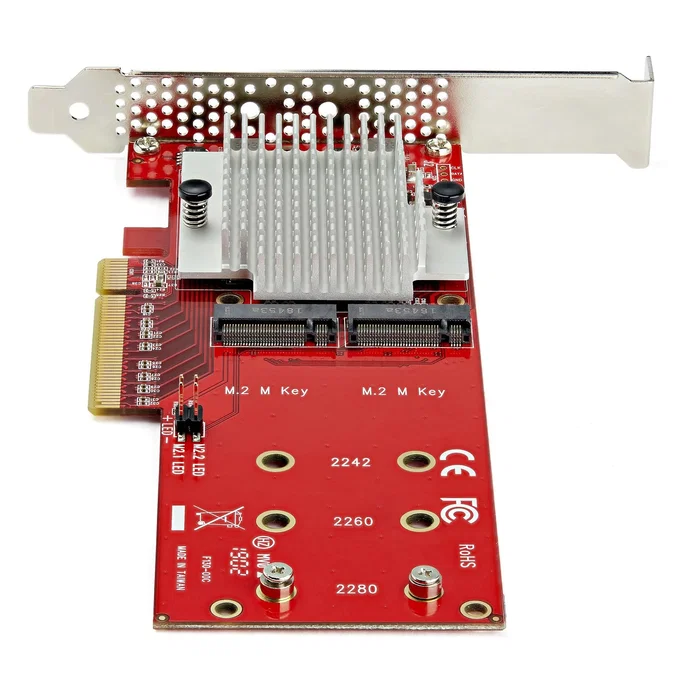 StarTech.com Adaptador PCIe Dual para 2 SSD M.2 NVMe/AHCI PEX8M2E2 Rojo