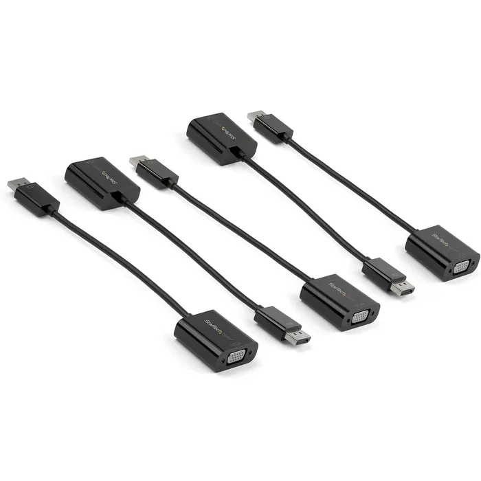 StarTech.com Adaptador de DisplayPort a VGA, 1920x1200 (Full HD), Negro, Paquete de 5