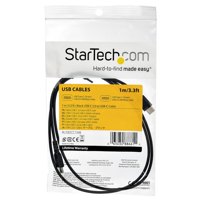 StarTech.com Cable USB-A a USB-C de 1 metro, Negro StarTech.com Cable USB-A a USB-C de 1 metro, Negro
