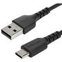 StarTech.com Cable USB-A a USB-C de 1m (RUSB2AC1MB) - USB 2.0, Carga 3A, Alta Resistencia, Doble Blindaje