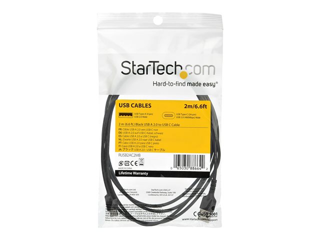 StarTech.com 2M USB A To USB C Charging Cable - Durable Fast Charge &