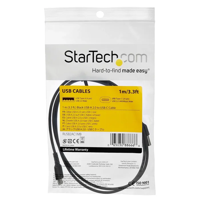 StarTech Cable USB-C a USB-C de 1m, Negro