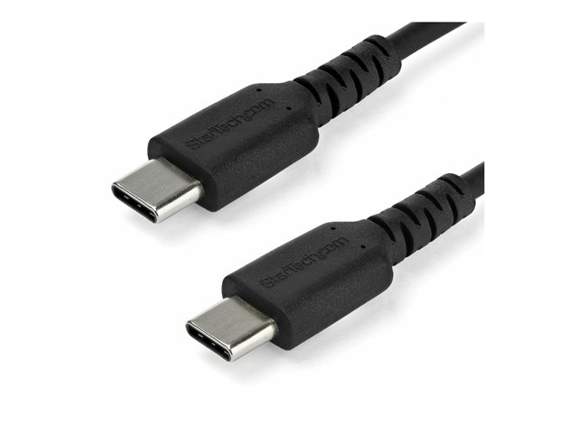 StarTech Cable USB-C a USB-C 1 Metro Negro - USB 2.0, Carga Rápida 60W, Reforzado con Fibra de Aramida, Compatible con Thunderbolt 3 y iPad Pro - Modelo RUSB2AC1MB