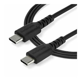 StarTech Cable USB-C a USB-C 1 Metro Negro - USB 2.0, Carga Rápida 60W, Reforzado con Fibra de Aramida, Compatible con Thunderbolt 3 y iPad Pro - Modelo RUSB2AC1MB