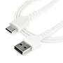 StarTech RUSB2AC2MW Cable USB-A a USB-C 2.0 2m Blanco con Fibra de Aramid - Carga Rápida 3A 60W, Compatible con iPhone 15, iPad Pro, Samsung Galaxy, Google Pixel