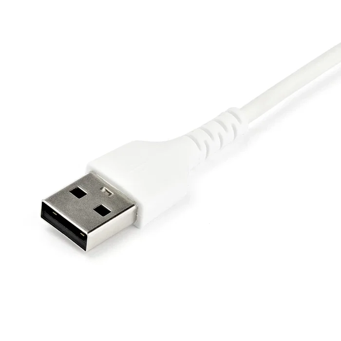 StarTech RUSB2AC2MW Cable USB-A a USB-C 2.0 2m Blanco con Fibra de Aramid - Carga Rápida 3A 60W, Compatible con iPhone 15, iPad Pro, Samsung Galaxy, Google Pixel