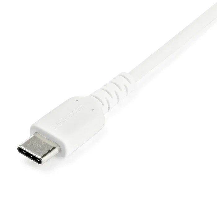 StarTech RUSB2AC2MW Cable USB-A a USB-C 2.0 2m Blanco con Fibra de Aramid - Carga Rápida 3A 60W, Compatible con iPhone 15, iPad Pro, Samsung Galaxy, Google Pixel