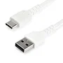 StarTech RUSB2AC2MW Cable USB-A a USB-C 2.0 2m Blanco con Fibra de Aramid - Carga Rápida 3A 60W, Compatible con iPhone 15, iPad Pro, Samsung Galaxy, Google Pixel