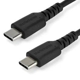 StarTech Cable USB-C a USB-C 2m, Carga Rápida 60W, Compatible DisplayPort, Robusto con Revestimiento TPE y Fibra de Aramida, Negro, RUSB2AC2MB