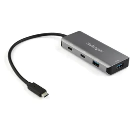 StarTech.com HB31C2A2CB Hub USB-C de 4 Puertos 2x USB-C + 2x USB-A 10Gbps USB 3.2 Gen 2 Alimentado por Bus Compatible con Thunderbolt 3, Windows, macOS, iPadOS para Portátil