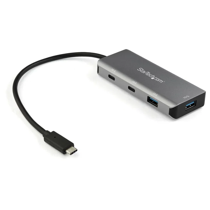 StarTech.com HB31C2A2CB Hub USB-C de 4 Puertos 2x USB-C + 2x USB-A 10Gbps USB 3.2 Gen 2 Alimentado por Bus Compatible con Thunderbolt 3, Windows, macOS, iPadOS para Portátil
