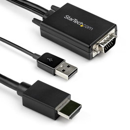 Startech Adaptador VGA a HDMI USB 1080p, Cable de 2 Metros, Conecta Monitor o Proyector a PC
