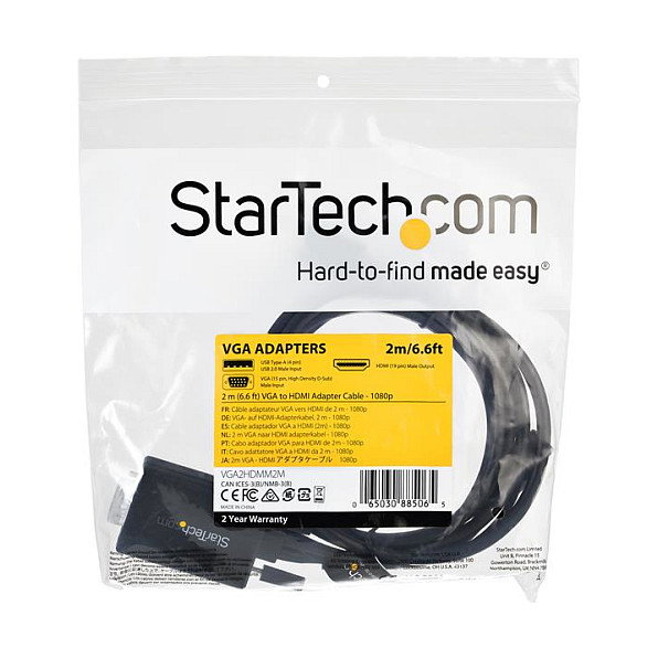 StarTech.com Cable Adaptador VGA a HDMI de 2m con Audio USB, 1080p StarTech.com Cable Adaptador VGA a HDMI de 2m con Audio USB, 1080p