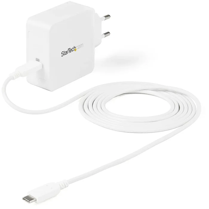 StarTech.com WCH1CEU Cargador de Pared USB-C 60W PD con Cable 2m, Compacto y Certificado USB-IF, Compatible con MacBook Pro, Dell XPS, Lenovo ThinkPad, Surface