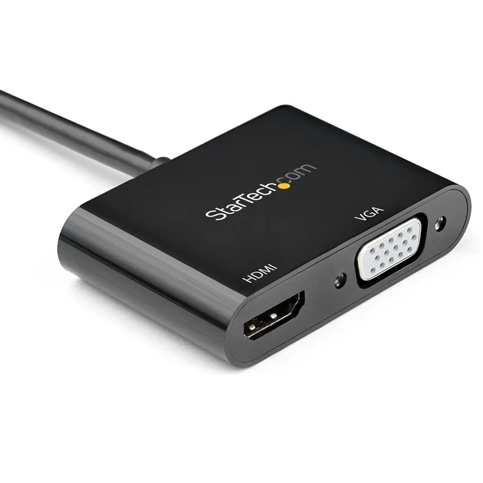 StarTech.com DP2VGAHD20 Adaptador DisplayPort a HDMI y VGA 4K 60Hz HDR para Mac, Windows, Chrome OS y Linux, Plug & Play, 2 en 1