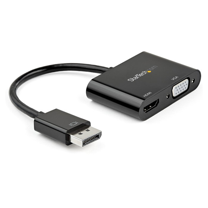 StarTech.com Adaptador DisplayPort a HDMI 4K 60Hz y VGA, Negro StarTech.com Adaptador DisplayPort a HDMI 4K 60Hz y VGA, Negro