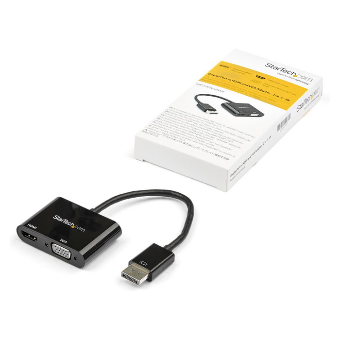 StarTech.com Adaptador DisplayPort a HDMI 4K 60Hz y VGA, Negro StarTech.com Adaptador DisplayPort a HDMI 4K 60Hz y VGA, Negro