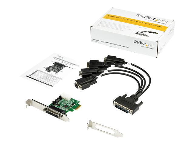 Startech PEX4S553 Tarjeta PCI Express de 4 Puertos RS232 UART 16950, Serial