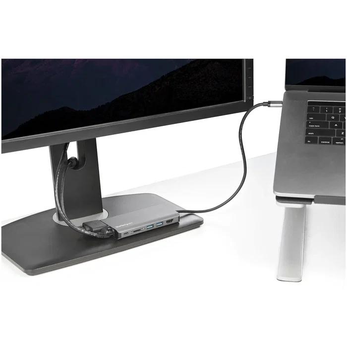 StarTech.com DKT30CHVAUSP Hub USB-C 8 en 1 con 100W Power Delivery, HDMI 4K, VGA, Ethernet Gigabit, Lector SD, 2x USB-A para MacBook, Windows, Chromebook, Portátil - Negro/Gris
