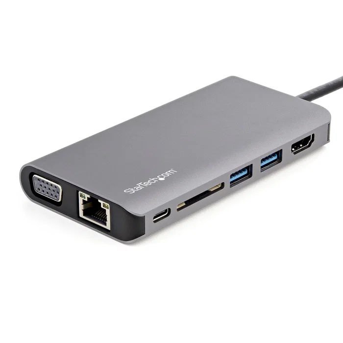 StarTech.com DKT30CHVAUSP Hub USB-C 8 en 1 con 100W Power Delivery, HDMI 4K, VGA, Ethernet Gigabit, Lector SD, 2x USB-A para MacBook, Windows, Chromebook, Portátil - Negro/Gris
