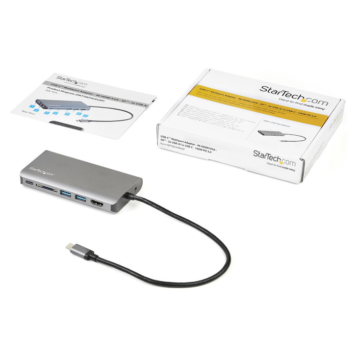 StarTech.com Adaptador Multipuertos USB-C con HDMI 4K, VGA y PD 100W, DKT30CHVAUSP