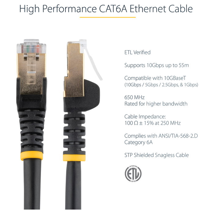 StarTech.com Cable de Red CAT6a 5m Negro RJ45 STP StarTech.com Cable de Red CAT6a 5m Negro RJ45 STP