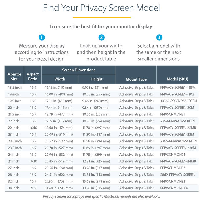 StarTech Filtro de Privacidad Universal para Pantallas de 24 Pulgadas