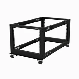 StarTech.com Rack 8U Móvil Marco Abierto 4 Columnas para Servidores 19 Pulgadas con Ruedas, 544 kg