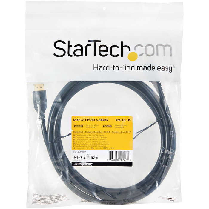 Startech cable DisplayPort 1.4 de 4m con certificación VESA Startech cable DisplayPort 1.4 de 4m con certificación VESA