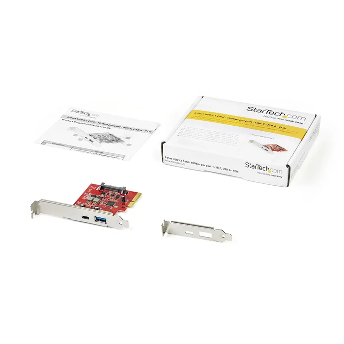 Startech Tarjeta adaptadora de 2 puertos USB 3.2 Gen 2 (USB-A y USB-C) PCIe Startech Tarjeta adaptadora de 2 puertos USB 3.2 Gen 2 (USB-A y USB-C) PCIe