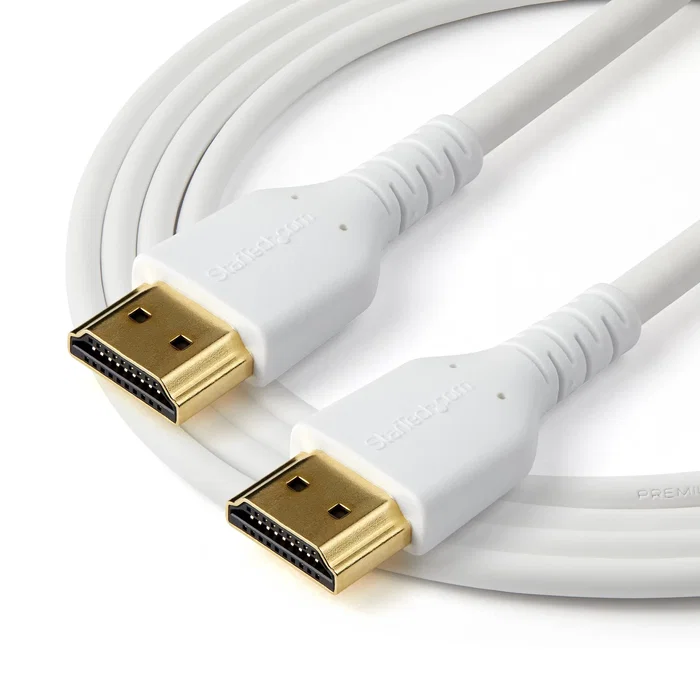 StarTech.com Cable HDMI RHDMM1MPW 1m Certificado Premium High Speed con Ethernet para 4K 60Hz HDR Audio Dolby Atmos ARC y HEC, Diseño Delgado y Resistente