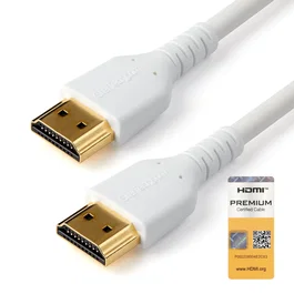 StarTech.com Cable HDMI RHDMM1MPW 1m Certificado Premium High Speed con Ethernet para 4K 60Hz HDR Audio Dolby Atmos ARC y HEC, Diseño Delgado y Resistente