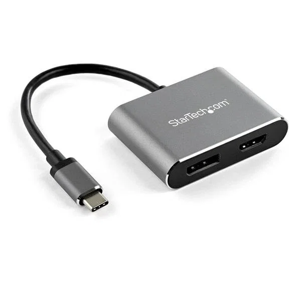 Startech Adaptador USB-C a HDMI 2.0 / DisplayPort 1.2 para Monitor 4K UHD 60Hz HDR, Compatible con MacBook Pro, M1/M2, Windows, 7.1ch, Negro/Gris - CDP2DPHD