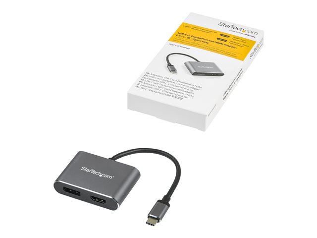 Startech Adaptador USB-C a HDMI o DisplayPort CDP2DPHD - Conversor de vídeo de doble puerto para portátil, tablet, teléfono
