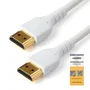 StarTech.com Cable HDMI Slim Premium de Alta Velocidad con Ethernet RHDMM2MPW - 2 m, 4K a 60 Hz, HDR, 18 Gbps, HDMI 2.0, Chapado en Oro, Blanco