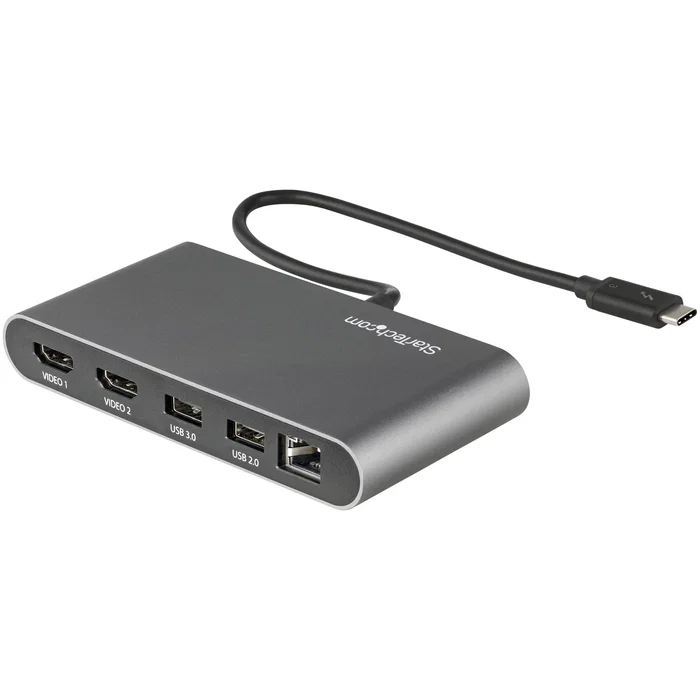 StarTech.com Mini Dock Thunderbolt 3 Docking Station Portátil para 2 Monitores HDMI 4K 60Hz USB-A GbE Cable 28cm StarTech.com Mini Dock Thunderbolt 3 Docking Station Portátil para 2 Monitores HDMI 4K 60Hz USB-A GbE Cable 28cm