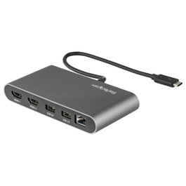 StarTech Mini Docking Station Thunderbolt 3 - Replicador de Puertos Portátil TB3 para 2 Monitores HDMI 4K 60Hz y GbE