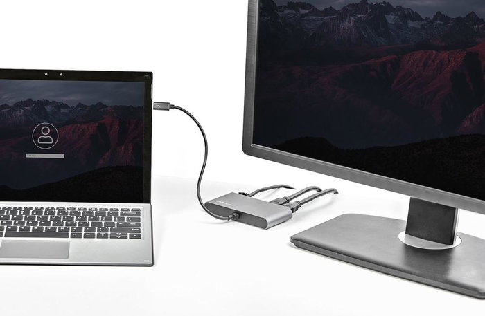 StarTech.com Mini Docking Station Thunderbolt 3 Gris TB3DKM2HDL con 2 HDMI 4K 60Hz y GbE