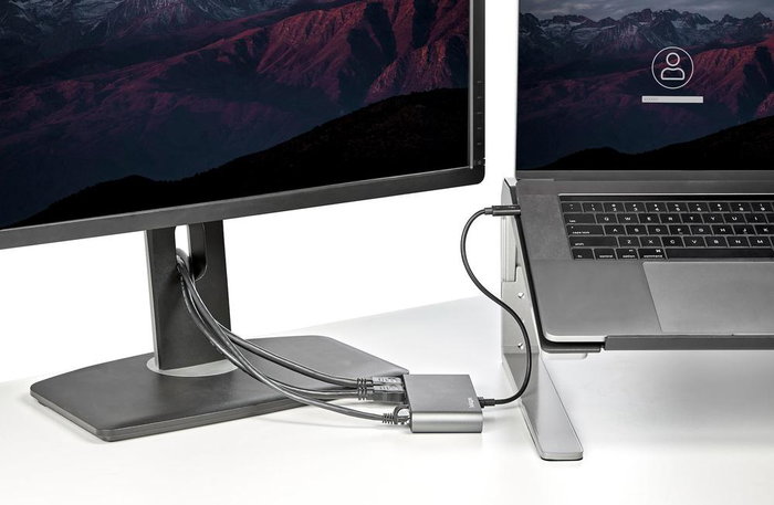 StarTech.com Mini Docking Station Thunderbolt 3 Gris TB3DKM2HDL con 2 HDMI 4K 60Hz y GbE