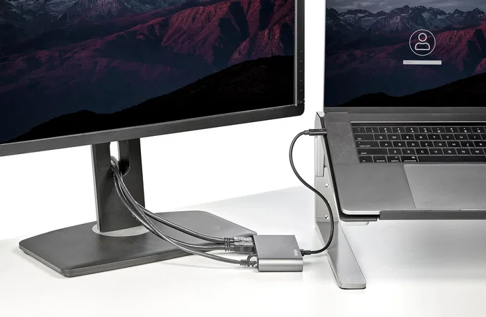 StarTech Base de Portátil Thunderbolt 3 TB3DKM2HDL - Mini Dock con 2x HDMI 4K a 60Hz, Gigabit Ethernet, USB 3.0, Compacto, Cable 28cm, Plug & Play para MacBook y Windows