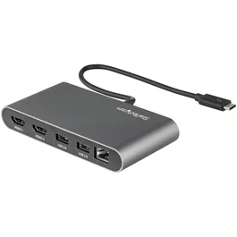 StarTech Base de Portátil Thunderbolt 3 TB3DKM2HDL - Mini Dock con 2x HDMI 4K a 60Hz, Gigabit Ethernet, USB 3.0, Compacto, Cable 28cm, Plug & Play para MacBook y Windows