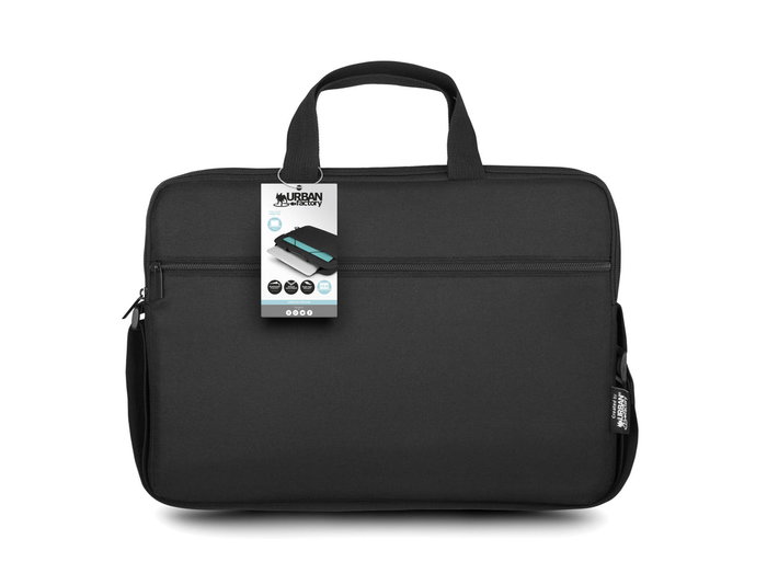 Urban Factory Nylee Maletín Vertical para Portátil 17.3" Negro - Compartimento Reforzado, Resistente al Agua, Ligero, Bolsillos para Accesorios y Documentos