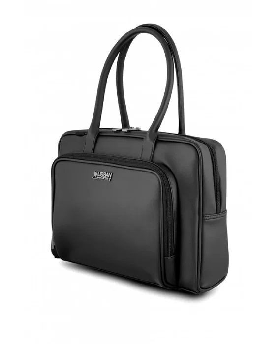Urban Factory LWB14UF Maletín para Portátil 13/14" Bolso de Hombro Negro Estuche para Dama con Compartimento Protegido, Bolsillos y Correa Extraíble