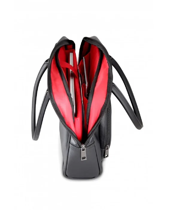 Urban Factory LWB14UF Maletín para Portátil 13/14" Bolso de Hombro Negro Estuche para Dama con Compartimento Protegido, Bolsillos y Correa Extraíble