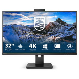 Philips 329P1H/00 Monitor 4K Ultra HD 31.5" IPS (80 cm) con Hub USB-C 90W, Altavoces y Cámara Web, Negro