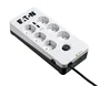 Eaton PB6UD - Regleta con Limitador de Sobretensiones, 6 Salidas AC + 2 Puertos USB, 2500W, 220-250V, Cable 1.5m, Negro/Blanco