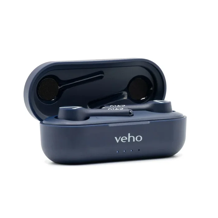 Veho STIX Auriculares Inalámbricos True Wireless Intrauditivos Bluetooth 5.0, Resistencia al Agua IPX5, Batería 4h, Color Azul