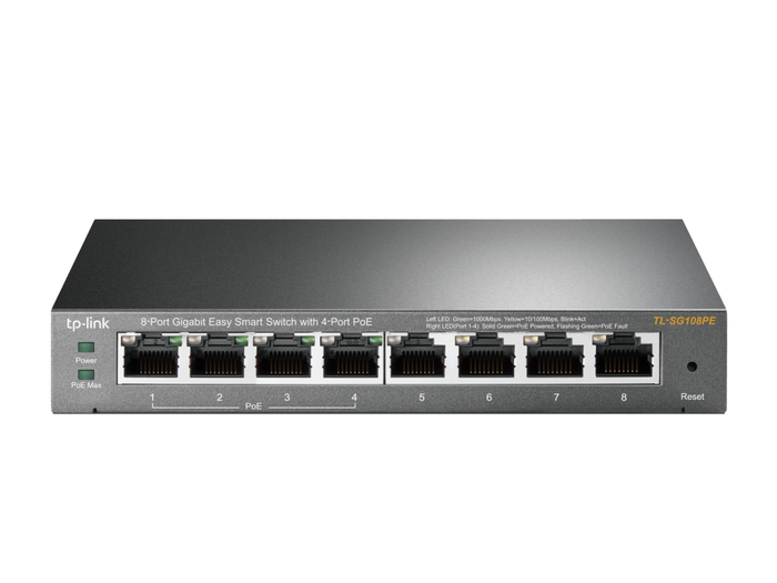 TP-Link TL-SG108PE Switch Gestionado L2 Gigabit Ethernet 8 Puertos PoE Negro