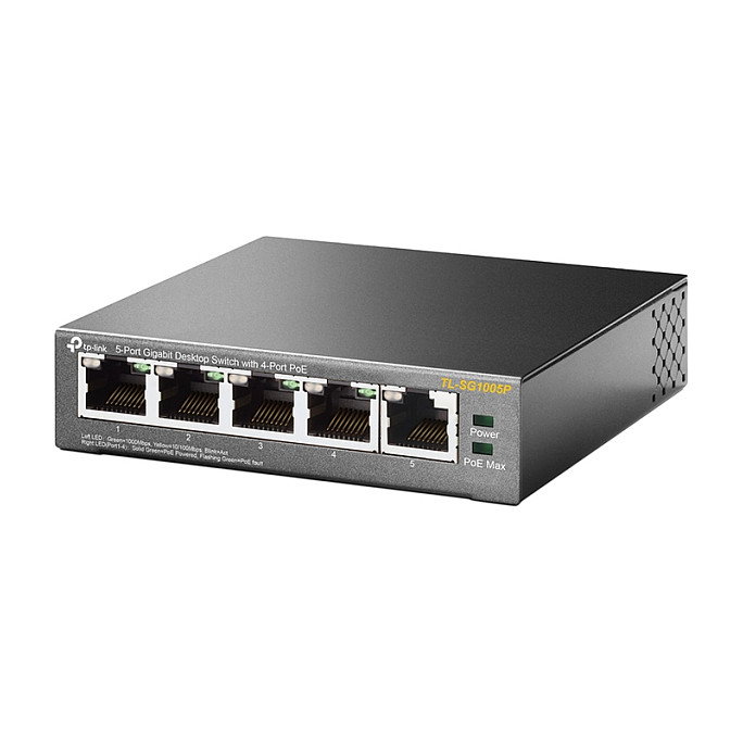 TP-Link TL-SG1005P Switch Gigabit de 5 puertos con 4 puertos PoE, Negro
