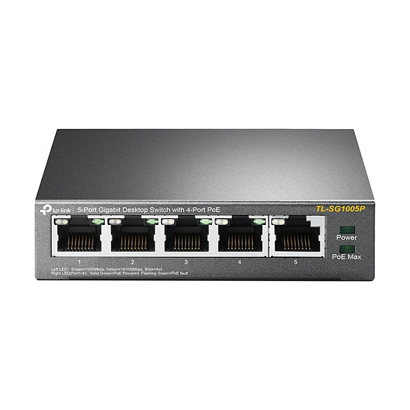TP-Link TL-SG1005P Switch Gigabit de 5 puertos con 4 puertos PoE, Negro